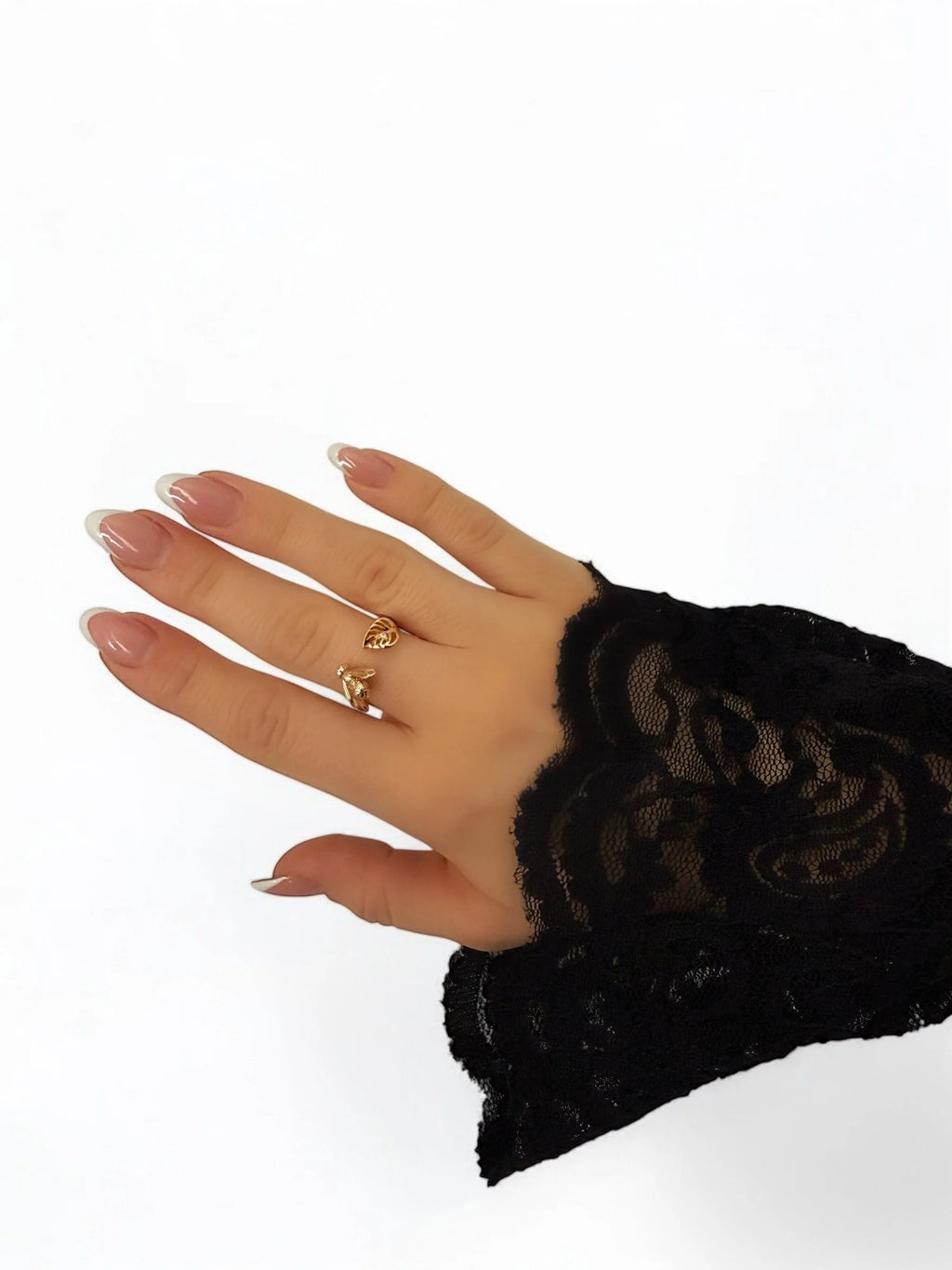 18K Gold Plated Adjustable Bee Ring – Sterling Silver & Zircon Elegance