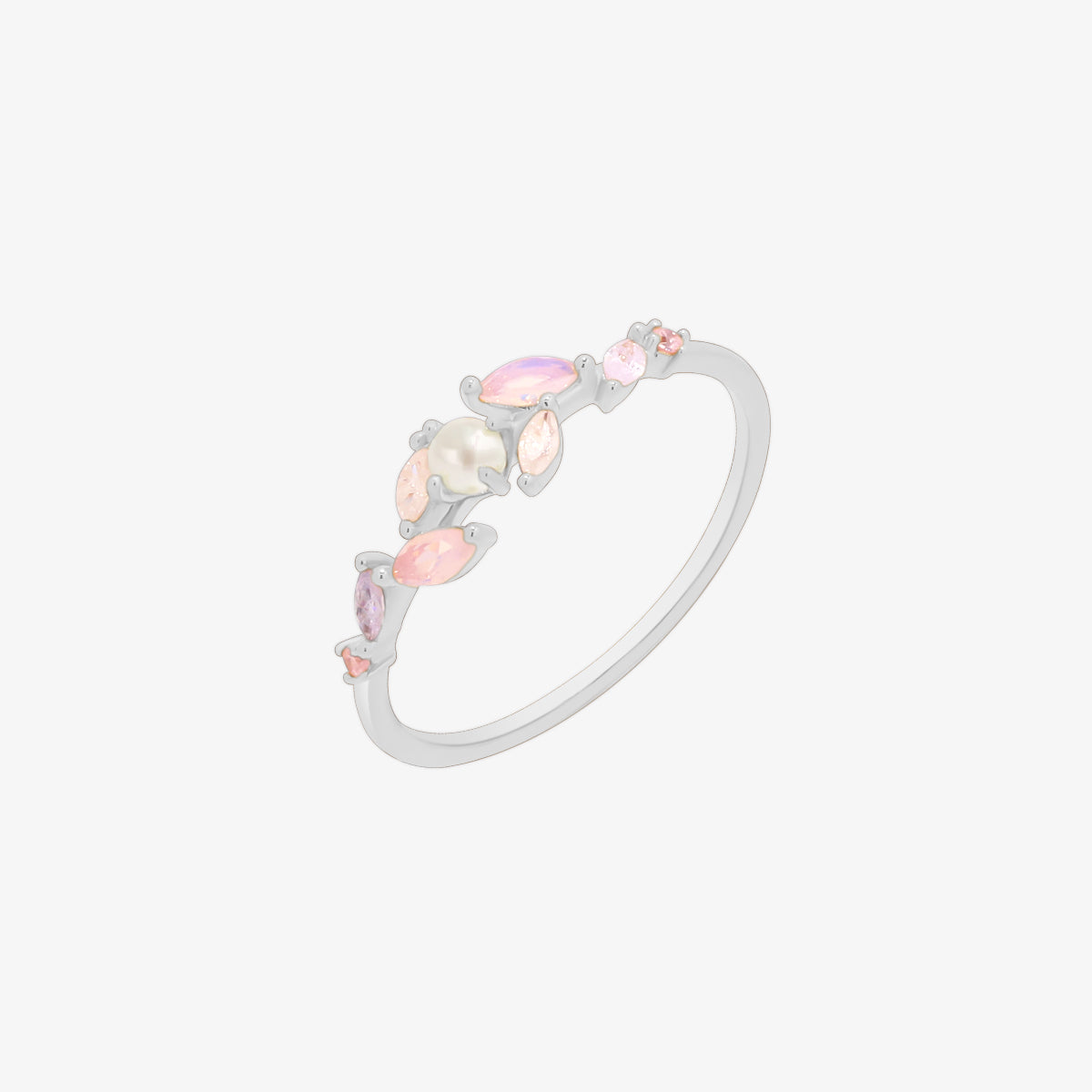 moonstone cubic pearl vine ring