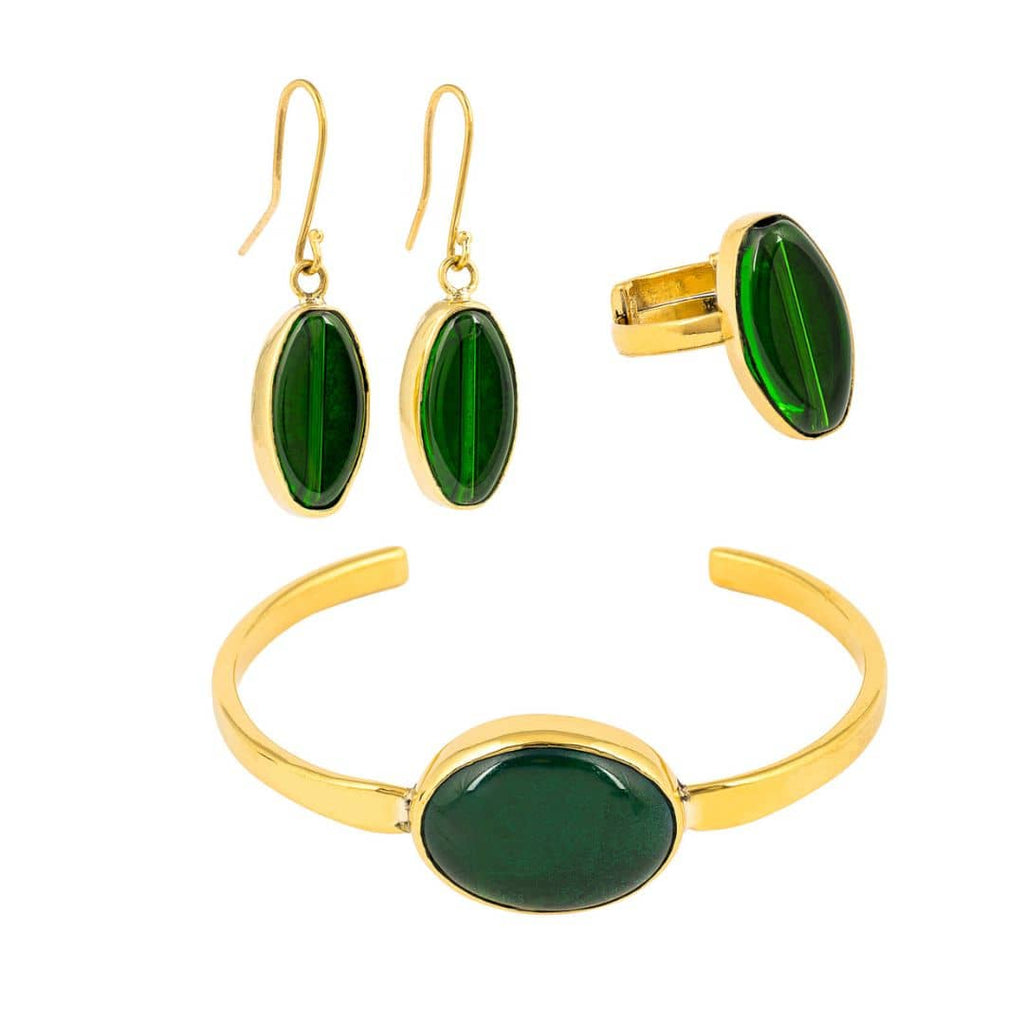 Tena Recycled Brass & Glass Adjustable Ring